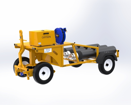 Product: 3-Bottle Flat-Bed Oxygen Service Cart