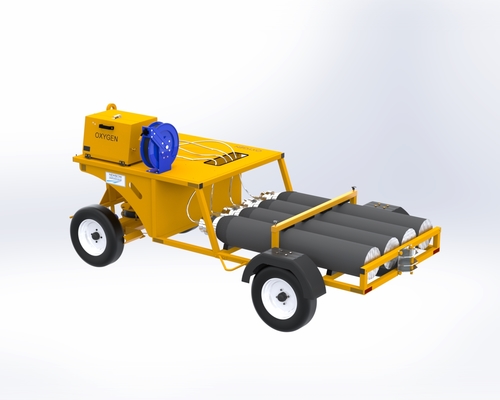 Product: 4-Bottle Flat-Bed Oxygen Service Cart