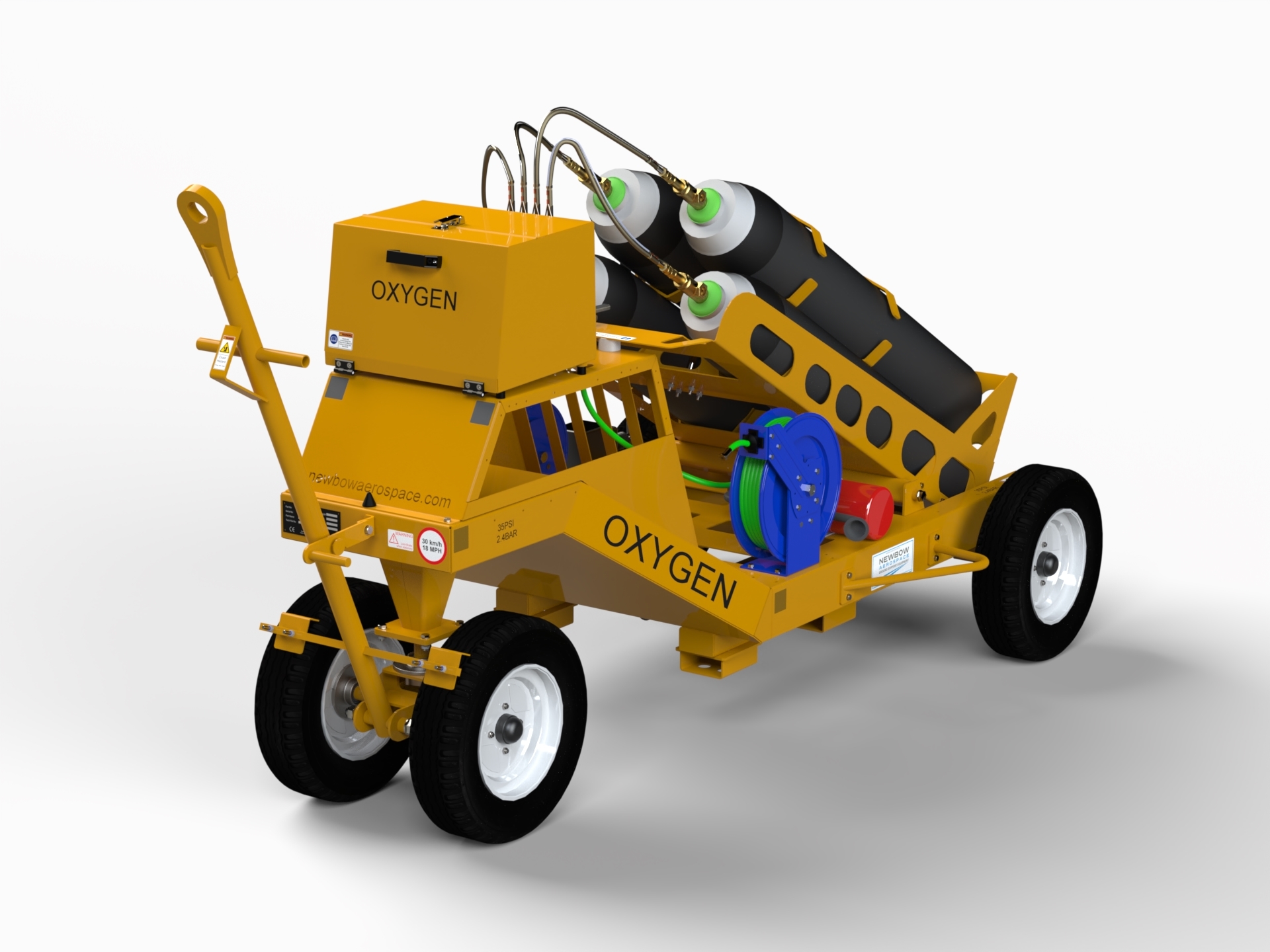 Product: 4-Bottle Easy-Load Oxygen Service Cart